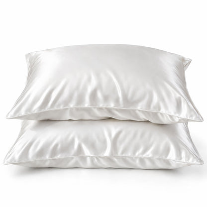 LOEL 30 momme mulberry silk pillowcases, Queen 20x30, set of 2, white