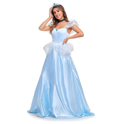 HAWEE Blue Princess Dress Up Costume Halloween Carnival Party Ball Gown for Adult Women