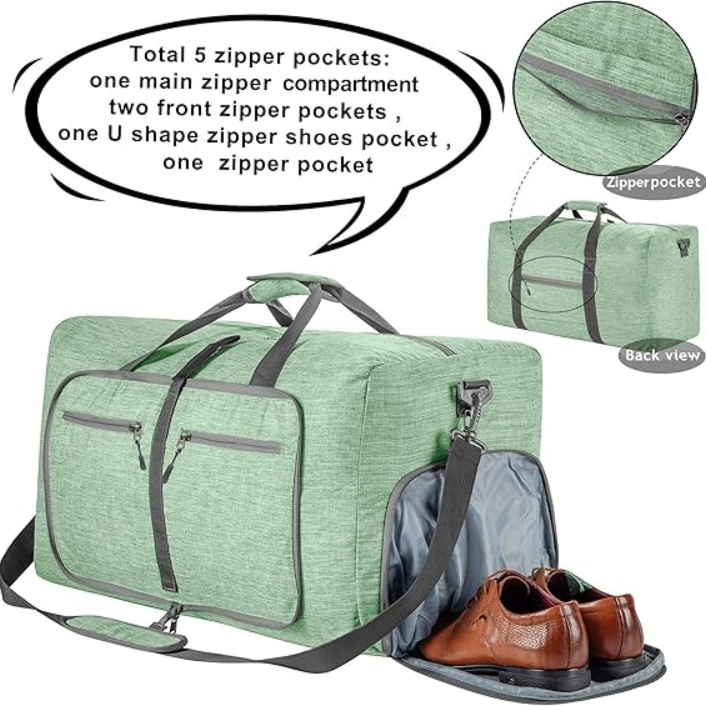 URSOFINE 115L/85L/65L Large Duffle Bag, Foldable Travel Gym Bag with Shoe Compartment, Lightweight Water Repellent Tear Resistant for Camping, Weekender, Overnight Travel