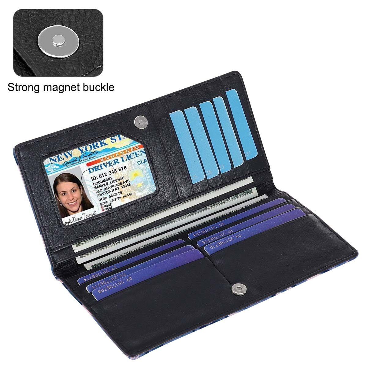 HAWEE Slim Bifold Wallet for Women, RFID Blocking Long Purse Thin Travel Credit Card Holder
