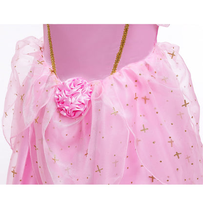 LOEL Girls Princess Dress Fairy Pink Dress Christmas Birthday Dress Up