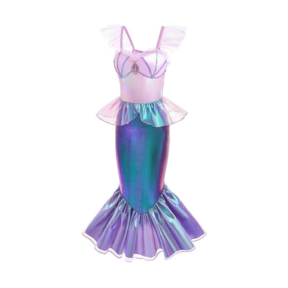 HAWEE Mermaid Dress for Girls - Mermaid Fancy Costume Halloween Princess Dresses for Girls 3-10 Birthday Gift
