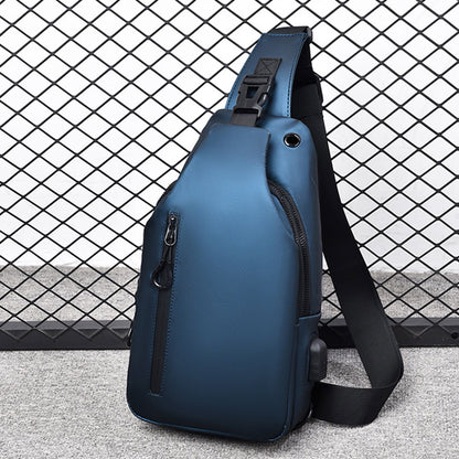 Phenas Mens Sling Bag, Waterproof Sling Bag with USB Charging Port Casual Daypack Chest Crossbody Bag