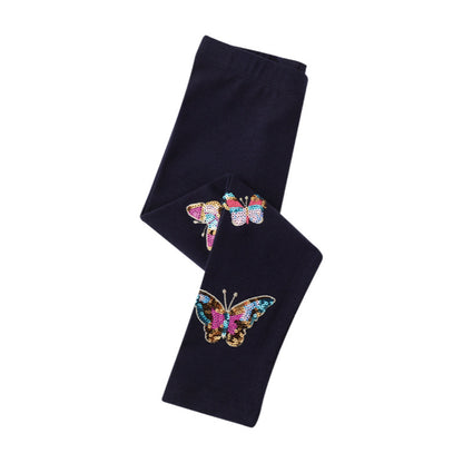 Girls Butterflies Glittering Sequins Leggings Q792 Sizes 2-7