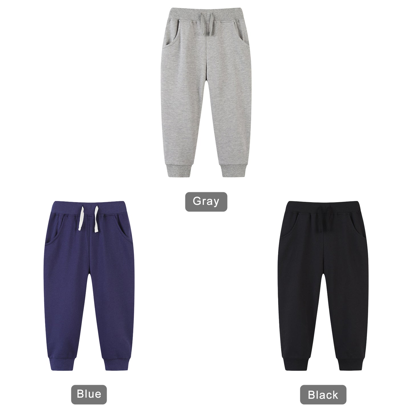 CHOYURME CHONYURM 3 Pack Toddler Boys Sweatpants Cotton Joggers Pants with Pocket and Drawstring