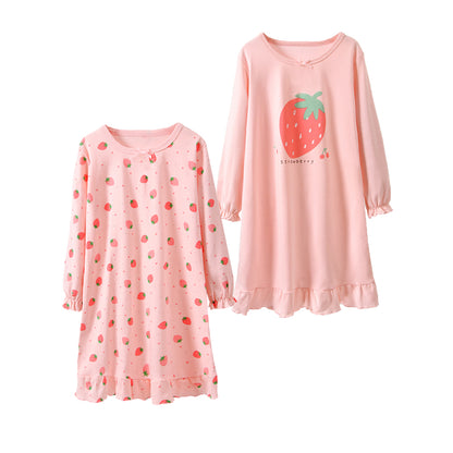 HuaAngel 2 Pack Girls Cotton Nightgowns Long Sleeve Soft Sleepwear for Toddler to Teen Sizes 4-16