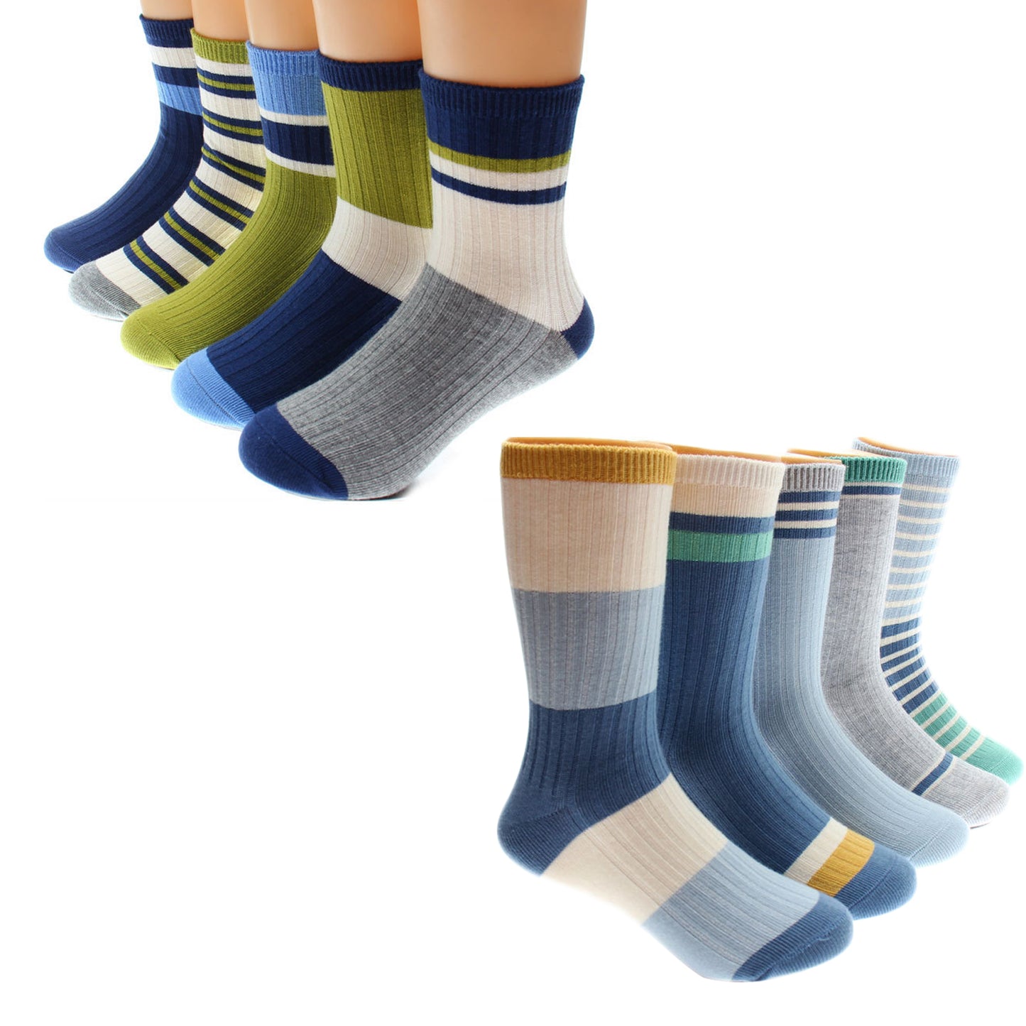 HuaAngel Boys Girls Socks 10 Pairs Long Socks Cotton Sports Socks 3-15Years
