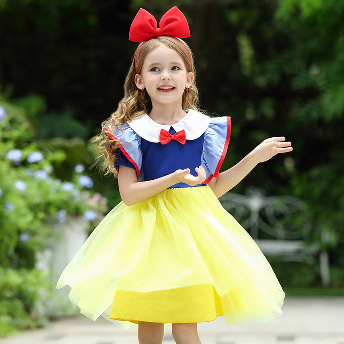 LOEL Princess Dress for Girls Birthday Party Fancy Tulle Dress Short Sleeve Casual Dress 2-8Y