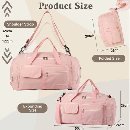 URSOFINE Sports Bag & Travel Bag Foldable, 30L Waterproof Gym Bag With Shoe Compartment For Women & Men, Hand Luggage Bag, Weekender Travelite For Gym Sports Training Bag Travel