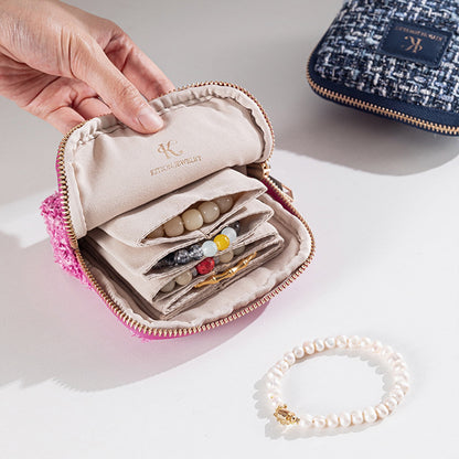 URSOFINE Mini Travel Jewelry Bag, Small Travel Jewelry Case, Portable Leather Jewelry Pouches for Storage, Necklaces, Earrings, Rings, Bracelets Organizer, Christmas Gifts for Women Girls