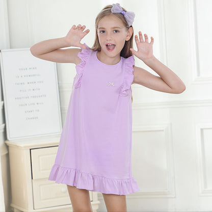 HuaAngel 2 Pieces Girls Cotton Nightgown Soft Sleeveless Night Dresses Sizes 2-12