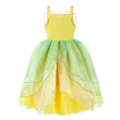 HAWEE Princess Dress for Girls Green Fairy Frog Birthday Party Fancy Dresses Halloween Elf Costume