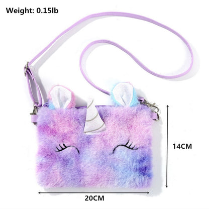 HAWEE Cartoon Girls Plush Purses and Handbags Unicorn Coin Wallet Pouch Girl Money Change Purse Shoulder Bag