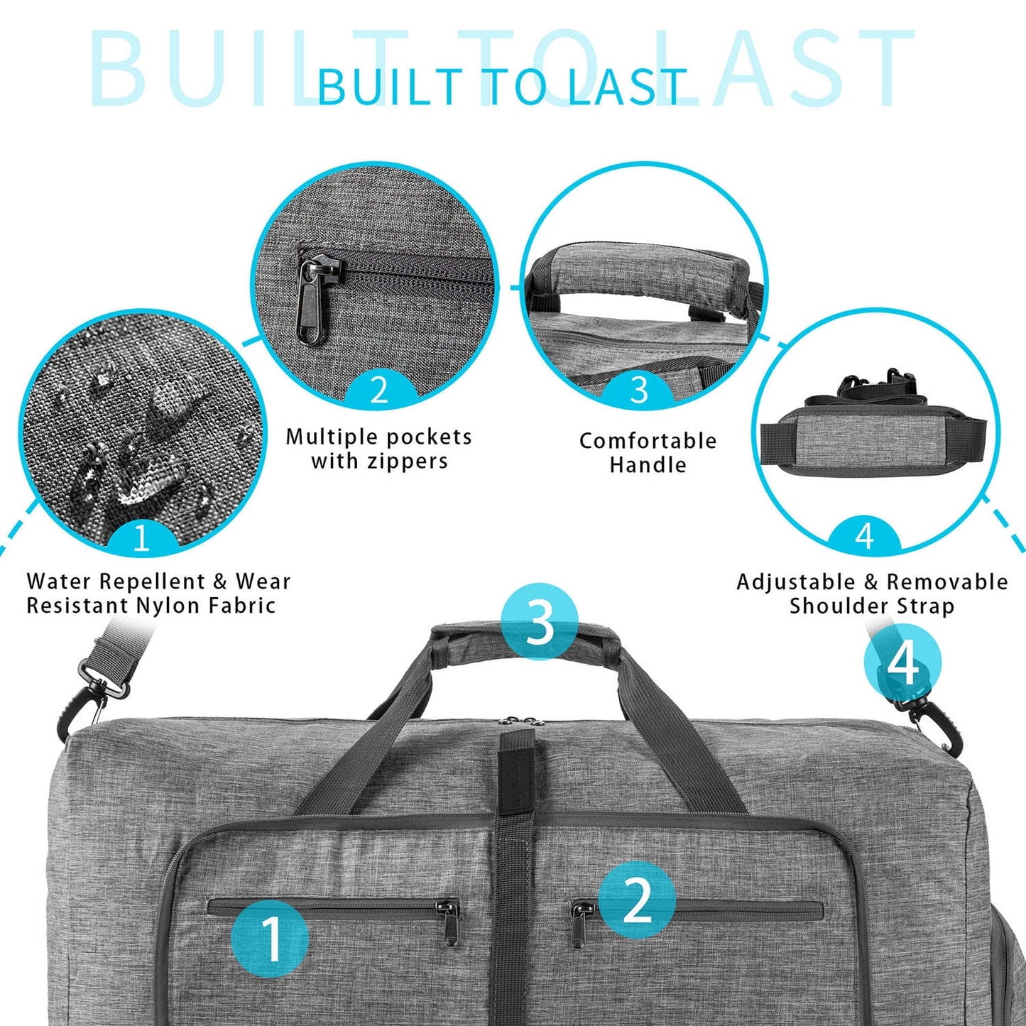 URSOFINE 115L/85L/65L Large Duffle Bag, Foldable Travel Gym Bag with Shoe Compartment, Lightweight Water Repellent Tear Resistant for Camping, Weekender, Overnight Travel