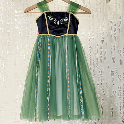 LOEL Girls Princess Dress Fancy Outfit Christmas Birthday Theme Party Fairy Green Dress