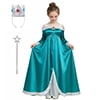KAWELL Princess Costume Super Bros. Galaxy Movie Off Shoulder Fancy Dress with Crown Wand Accessories Cosplay Party Green