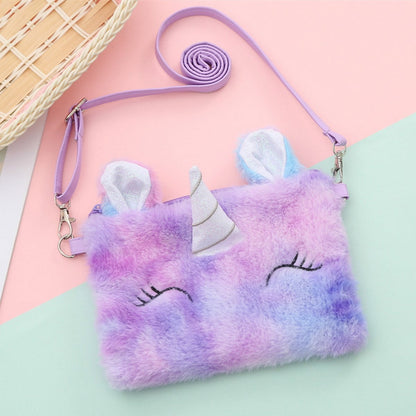 HAWEE Cartoon Girls Plush Purses and Handbags Unicorn Coin Wallet Pouch Girl Money Change Purse Shoulder Bag