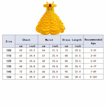 HAWEE Yellow Princess Dress for Girls Off Shoulder Layered Dress Up Halloween Birthday Cosplay Costume
