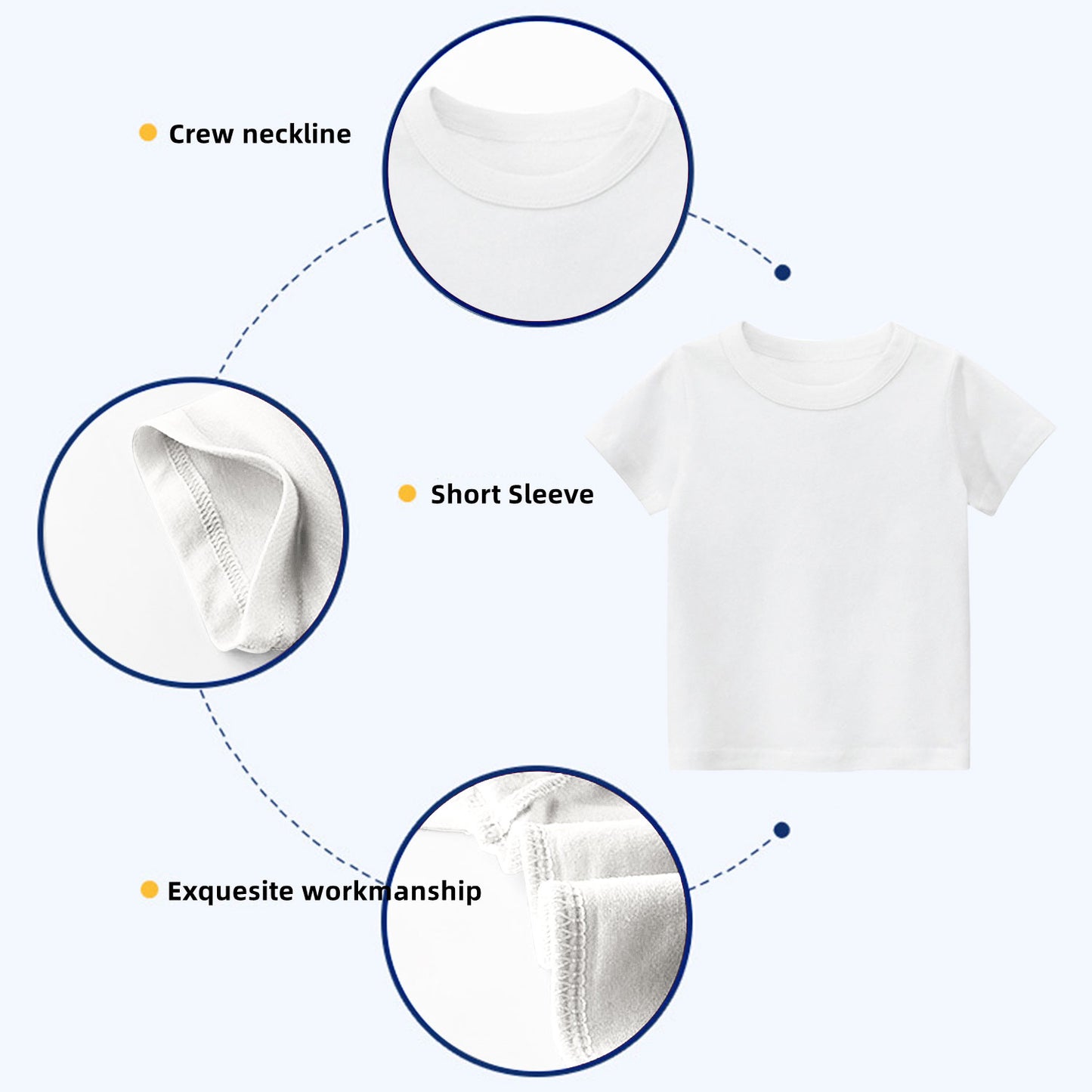 CHOYURME CHONYURM 7 Pack Toddler Boys Solid Short-Sleeve Tee Shirts 100% Cotton Crew Neck T-Shirt for Boys Girls Size 2-7T