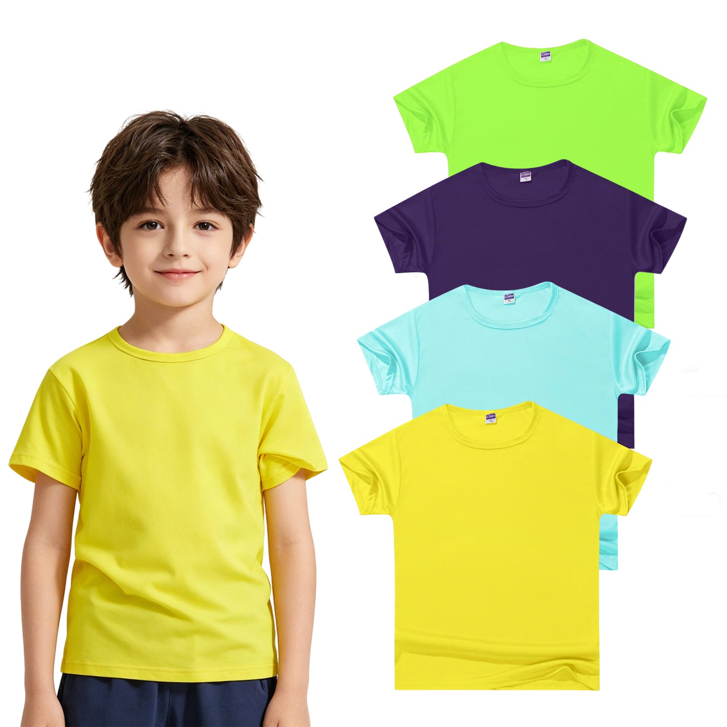 HuaAngel Boys Girls Quick Dry T-Shirts 5 Pack Short Sleeve Athletic Tees Age 4-12
