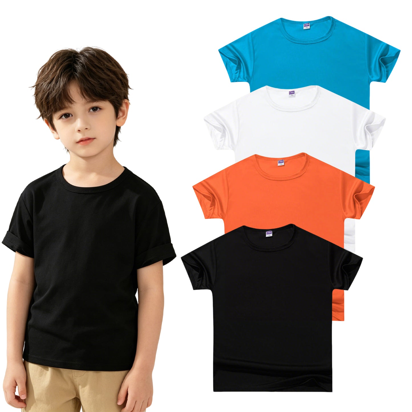 HuaAngel Boys Girls Quick Dry T-Shirts 5 Pack Short Sleeve Athletic Tees Age 4-12