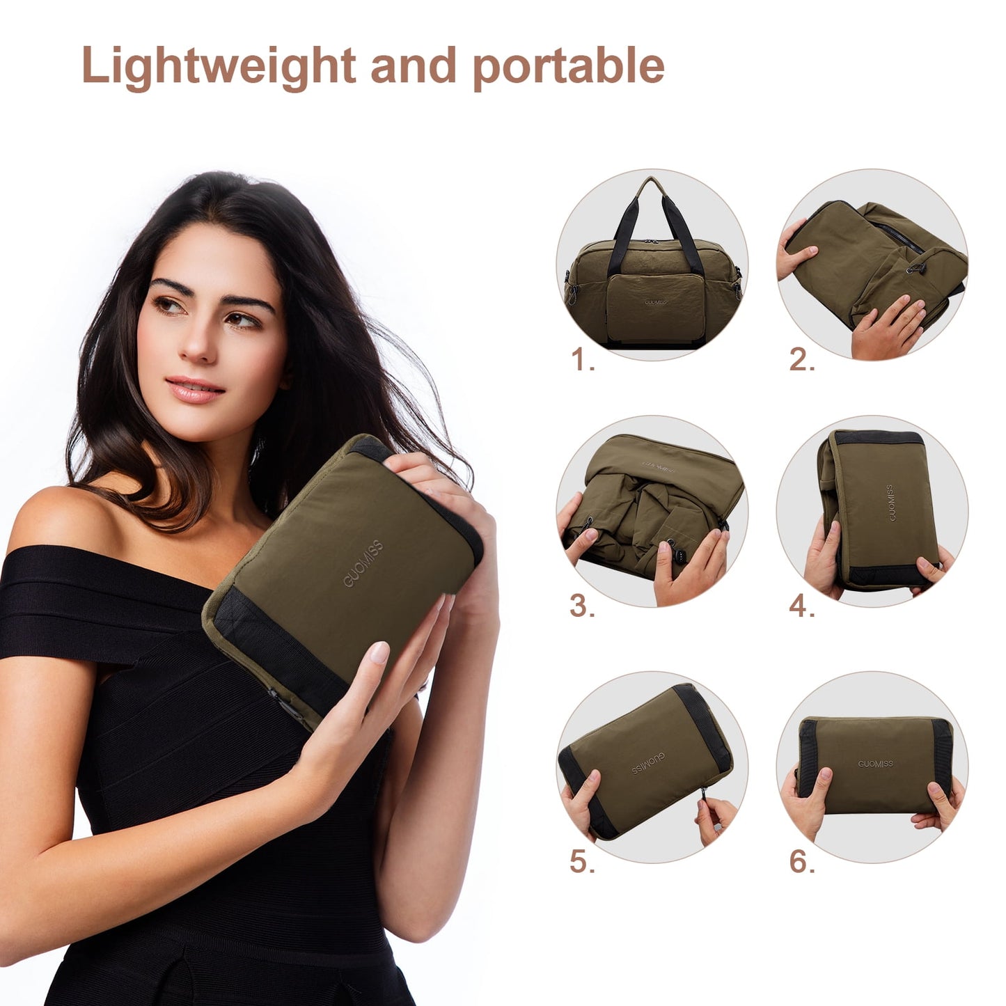 URSOFINE Nylon Duffle Bag, Lightweight Foldable Expandable Gym Bag with Wet Pocket & Luggage Sleeve, Large Capacity Carry On Travel Bag for Men Women, Ideal for Fitness Camping Weekend Getaways Green