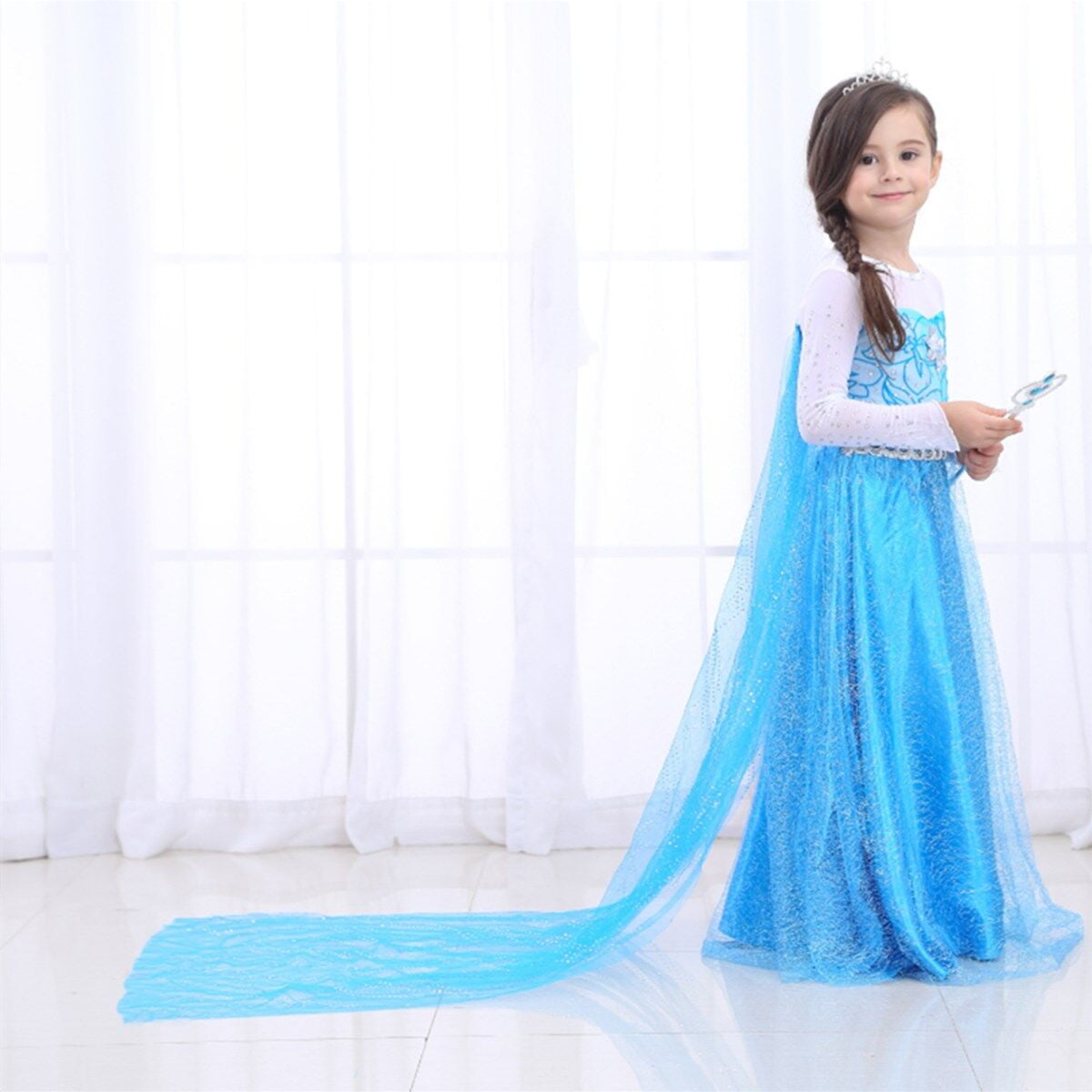 LOEL Girl's Princess Dress Blue Fairy Dress Christmas Birthday Dress Up