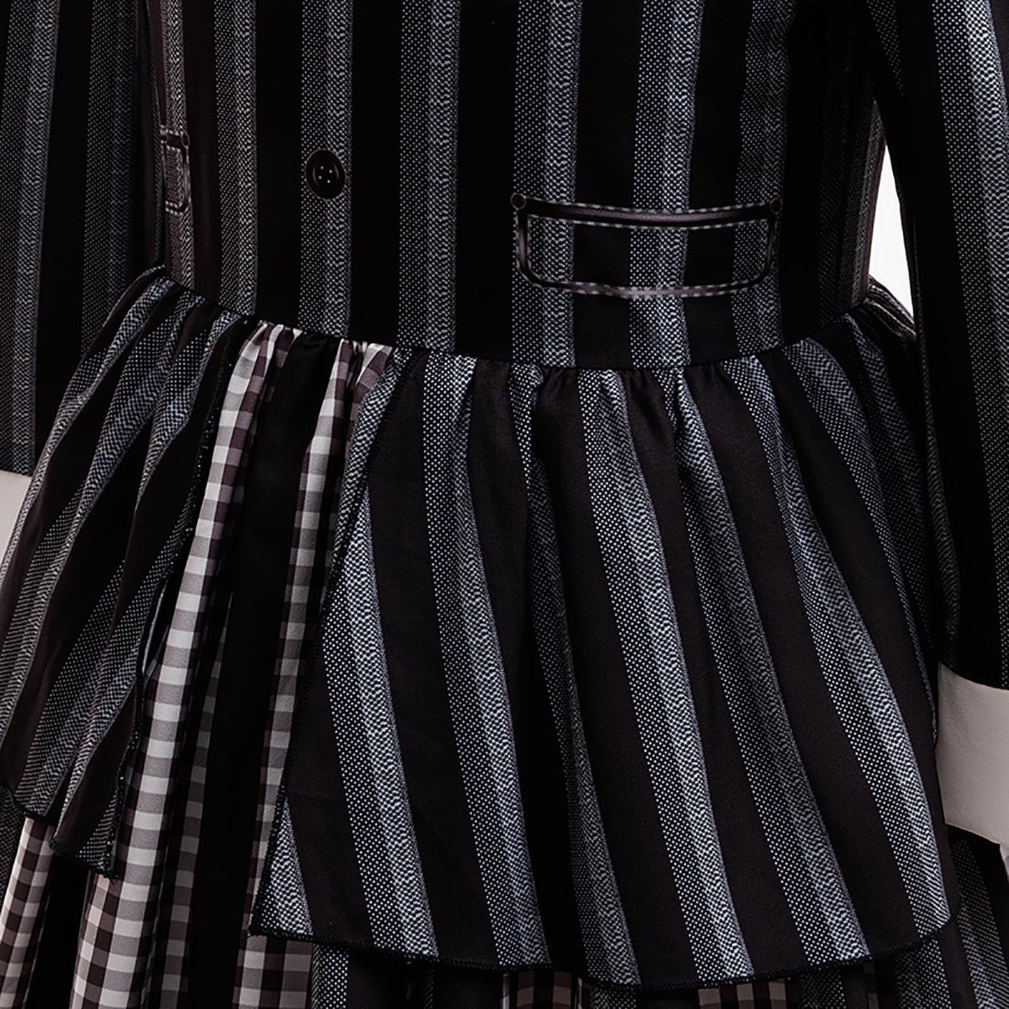 KAWELL Addams Costume for Girls, Academy Uniform Outfits Cosplay with Black Wig, Pleated Skirt Girl's Stripes Suits Sets for Halloween