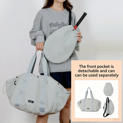 URSOFINE Detachable Tennis Racket Sports Duffel Bag, Water Resistant Lightweight Nylon Multi Compartment Gym Shoulder Handbag with Racket Hook for Tennis Training Travel Daily Use