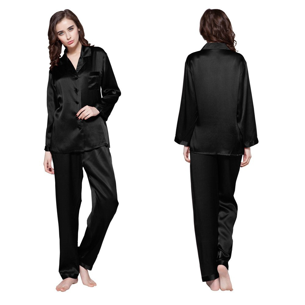 LOEL Silk Pajamas for Women Pure Full Length Long 22 Momme 100% Mulberry Silk Luxury
