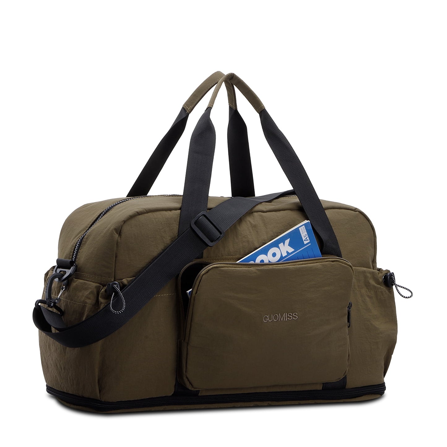 URSOFINE Nylon Duffle Bag, Lightweight Foldable Expandable Gym Bag with Wet Pocket & Luggage Sleeve, Large Capacity Carry On Travel Bag for Men Women, Ideal for Fitness Camping Weekend Getaways Green