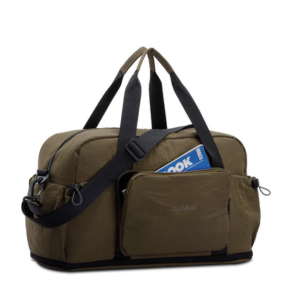URSOFINE Nylon Duffle Bag, Lightweight Foldable Expandable Gym Bag with Wet Pocket & Luggage Sleeve, Large Capacity Carry On Travel Bag for Men Women, Ideal for Fitness Camping Weekend Getaways Green