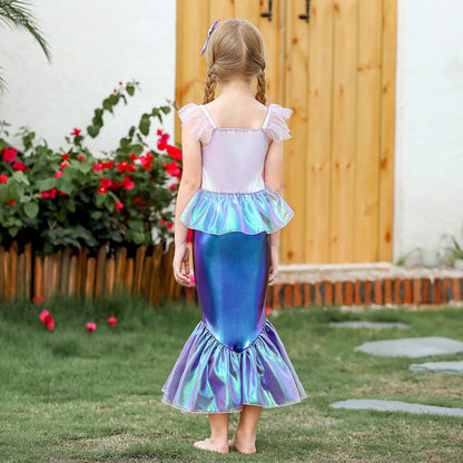 HAWEE Mermaid Dress for Girls - Mermaid Fancy Costume Halloween Princess Dresses for Girls 3-10 Birthday Gift