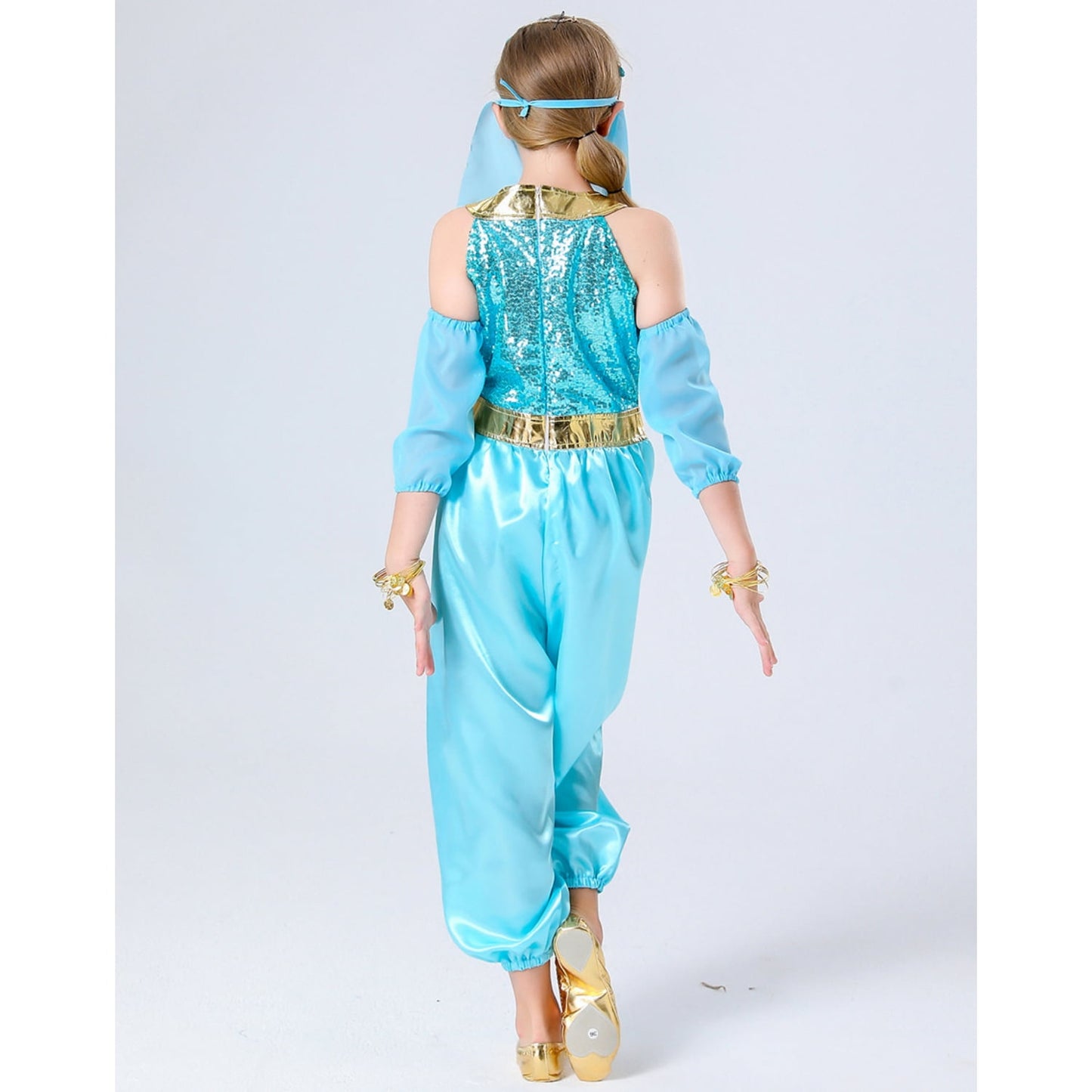HAWEE Princess Costume for Girls Princess Jumpsuit With Veil Wrist Sleeve Kids Halloween Carnival Party Dress Up