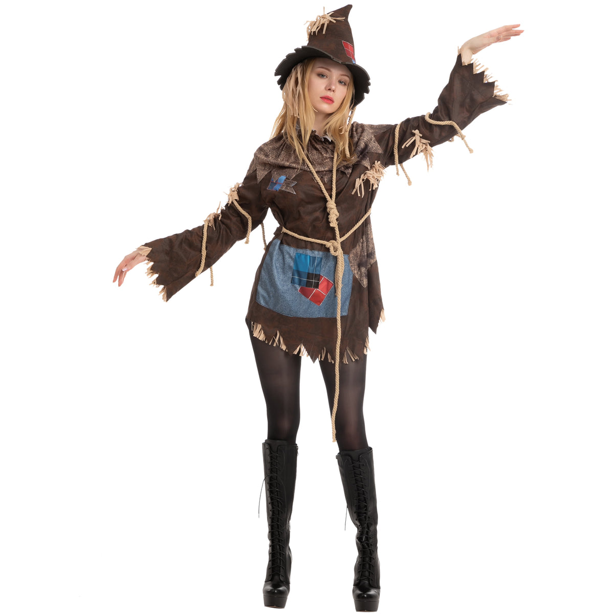 LOEL Scary Scarecrow Costume for Adult Women Halloween Dress up Party Cosplay