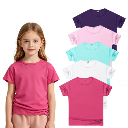HuaAngel Boys Girls Quick Dry T-Shirts 5 Pack Short Sleeve Athletic Tees Age 4-12