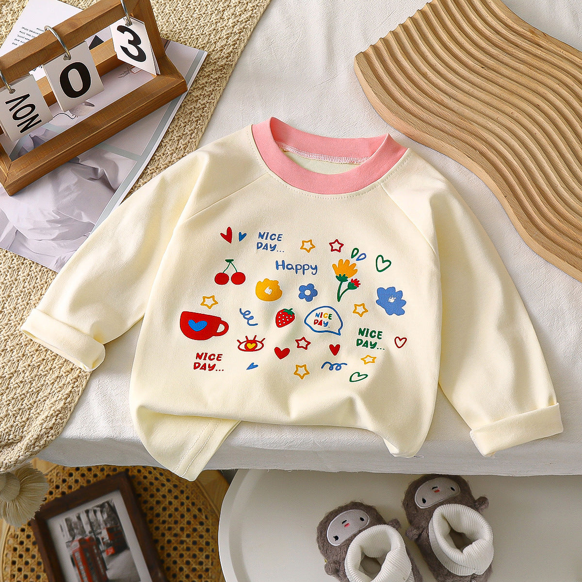 CHOYURME CHONYURM Toddler Girls 4 Packs Long Sleeve Tee Shirts,100% Cotton Casual Crewneck Graphic T-Shirt 2-5T