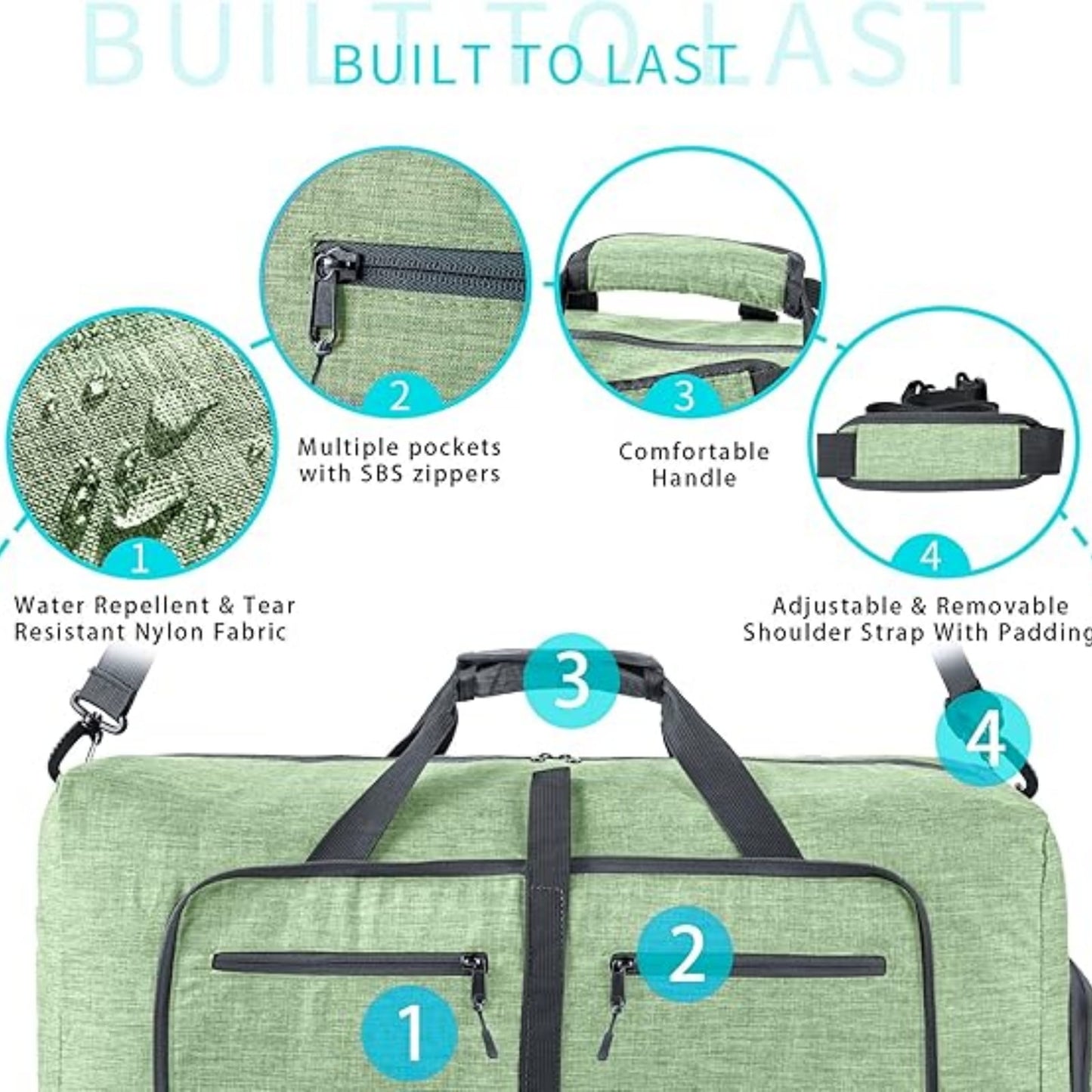 URSOFINE 115L/85L/65L Large Duffle Bag, Foldable Travel Gym Bag with Shoe Compartment, Lightweight Water Repellent Tear Resistant for Camping, Weekender, Overnight Travel
