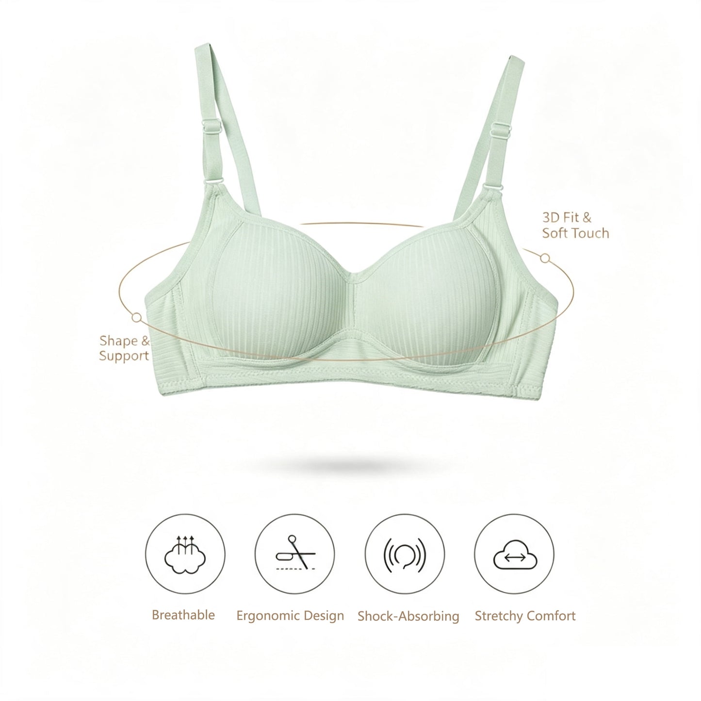 HuaAngel Girls Training Bralette Cotton Wirefree Soft Cups Adjustable Straps 5 Pack Size 32-38