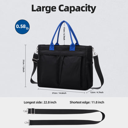 URSOFINE Tote Bag for Women, Lightweight Crossbody Tote Handbag with Dry Pocket, Nylon Shoulder Bag with Detachable Shoulder Strap for Work, Travel, Daily Use