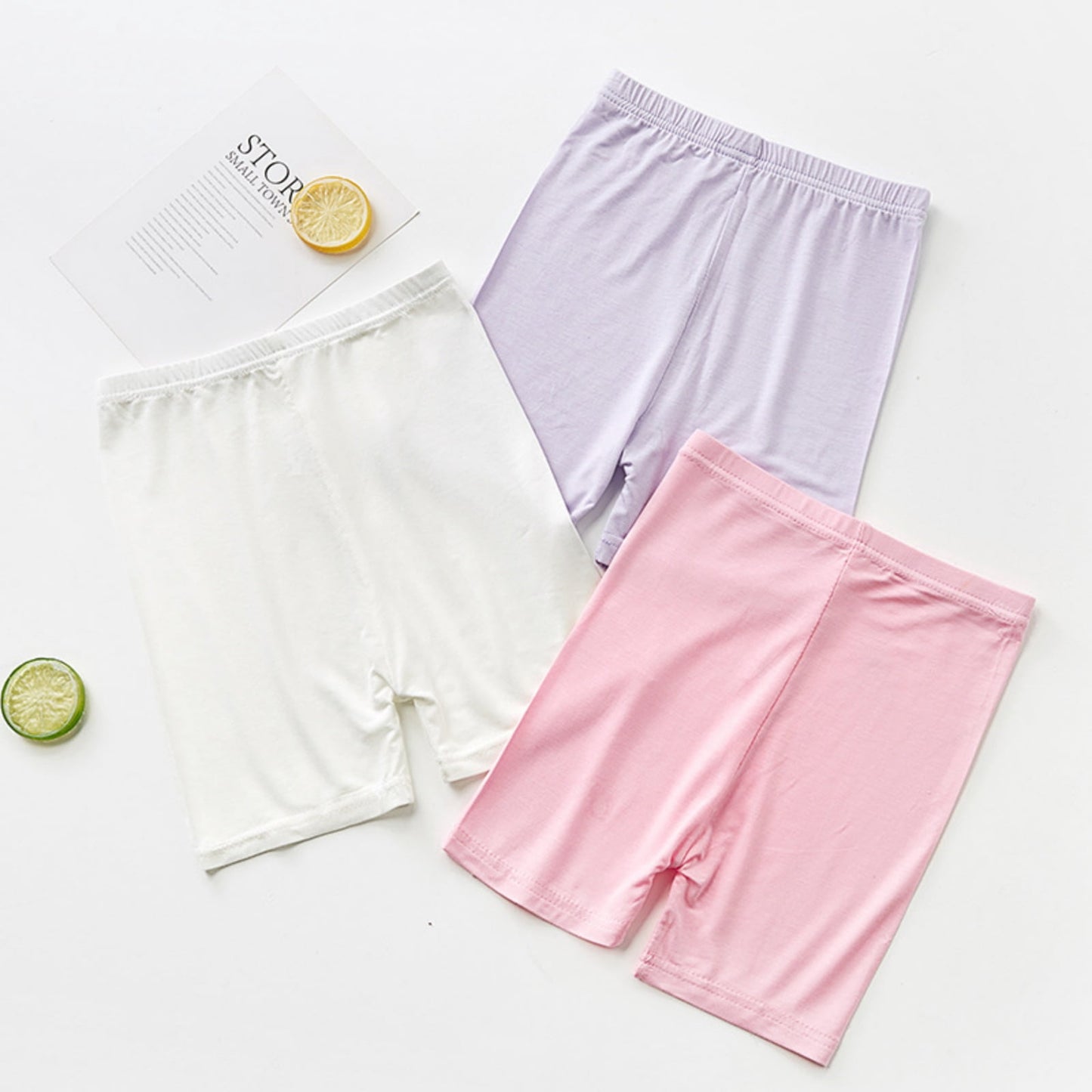 HAWEE 6 Pack Girls Bike Shorts Breathable Stretchy Modal Pettipants Sports Dance Shorts Solid Casual Athletic Shorts for Kids Little Girls