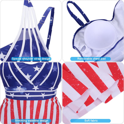 Womens Halter Swimdress Plus Size Two Piece Swimsuit Tankini Set