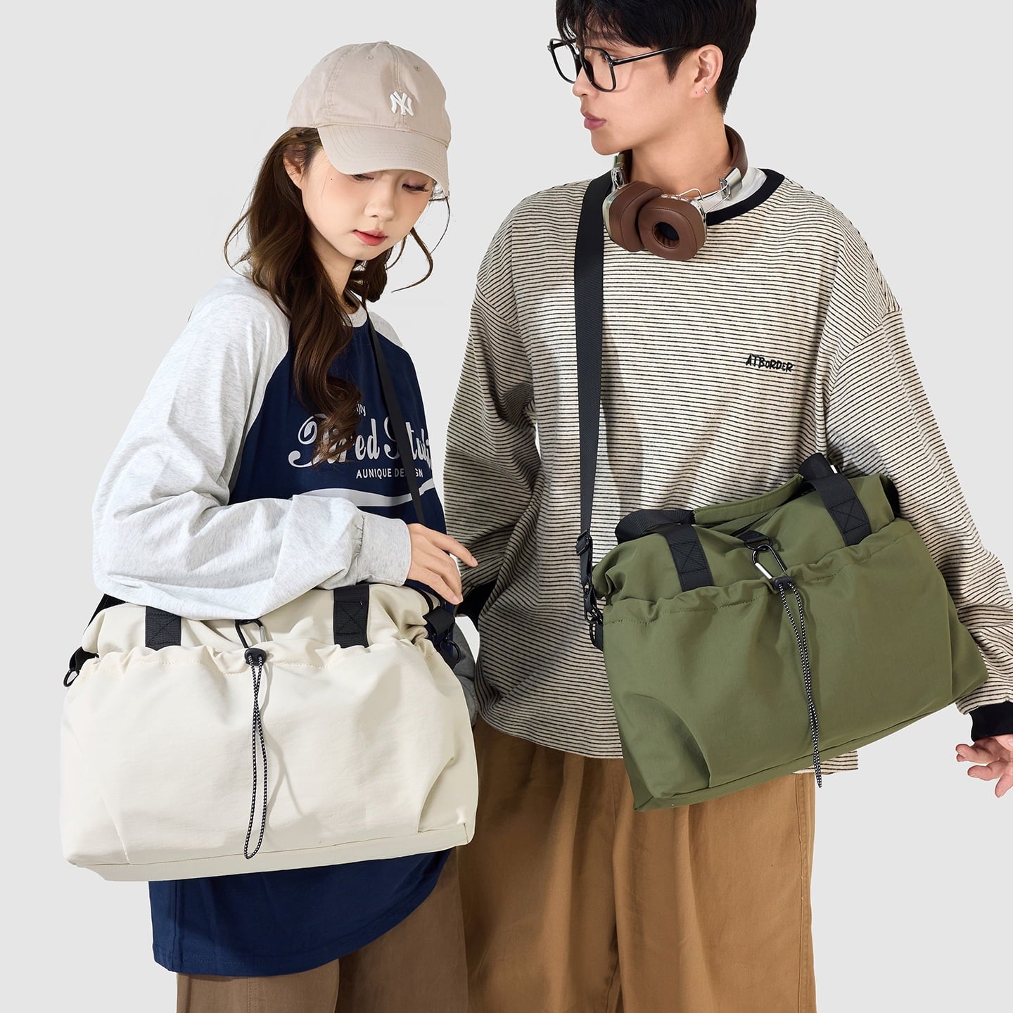 URSOFINE Unisex Crossbody Duffel Bag, Water Resistant Gym Bag with Wet Pocket, Lightweight Daily Commuter & Weekend Travel Handbag for Men Women, Green