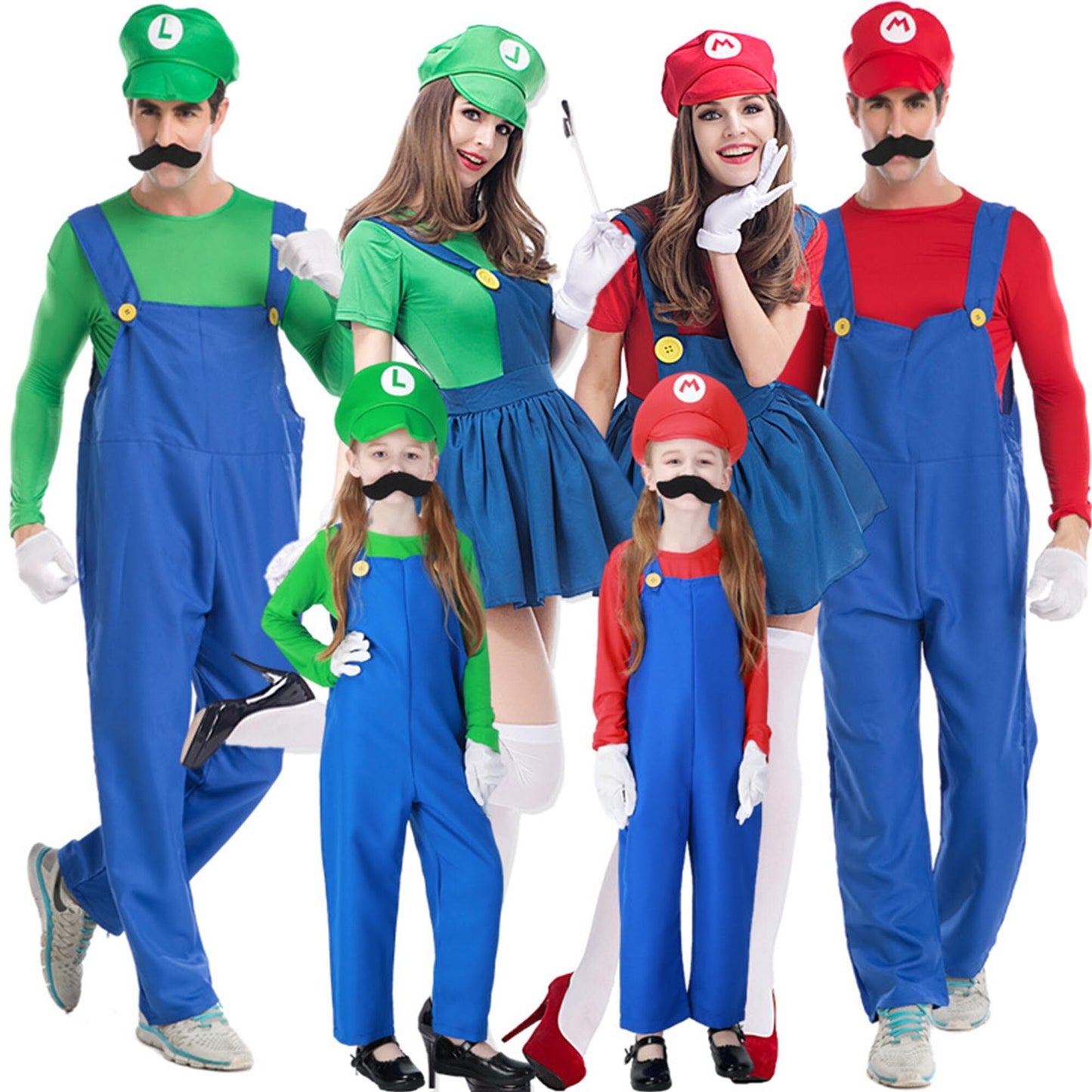 KAWELL Super Bros Costume for Adults Unisex Cap Gloves Fake Accessory Kit for Cosplay Halloween for Women Men