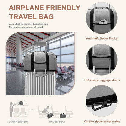 URSOFINE Nylon Duffle Bag, Lightweight Foldable Expandable Gym Bag with Wet Pocket & Luggage Sleeve, Large Capacity Carry On Travel Bag for Men Women, Ideal for Fitness Camping Weekend Getaways Gray