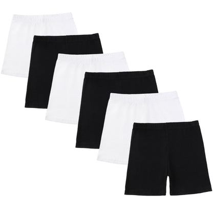 6 Pack Cotton Girls Bike Shorts Cartwheel Toddler Biker Under Dress Dance Multi-Color Shorts, 5-14 Y