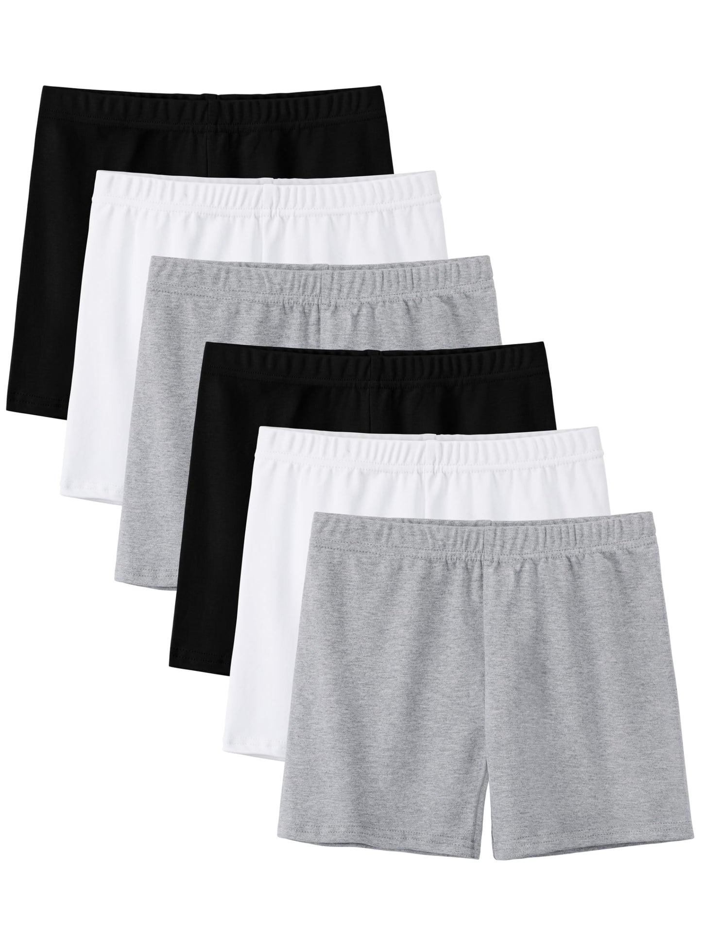 6 Pack Cotton Girls Bike Shorts Cartwheel Toddler Biker Under Dress Dance Multi-Color Shorts, 5-14 Y