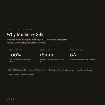 LOEL 16 momme 100% mulberry silk fabric details - grade 6A, OEKO-TEX Standard 100 certified