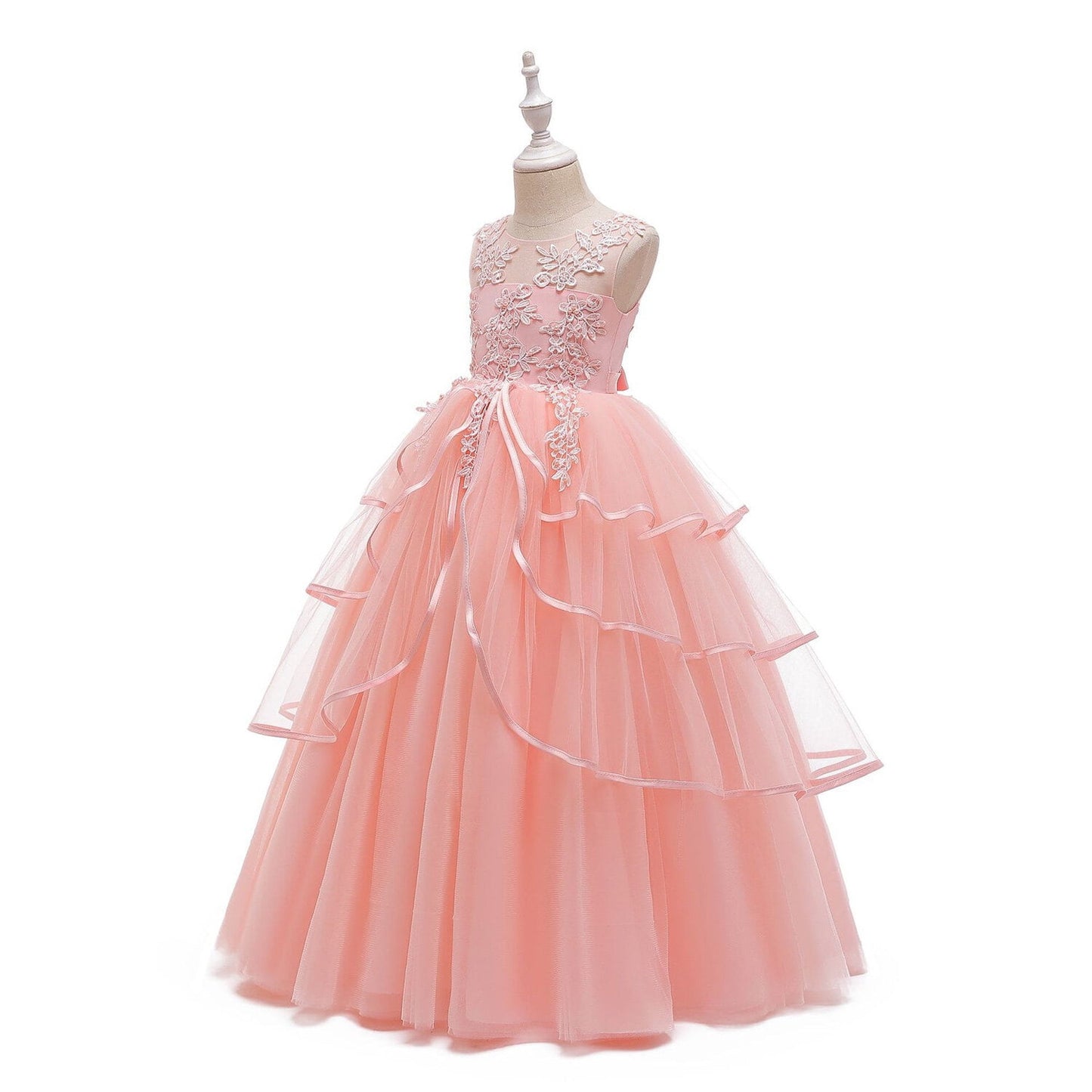 Phenas Girls Lace Bridesmaid Dress Flower Kid Wedding Ball Gown Toddler Princess Pageant Evening Dresses