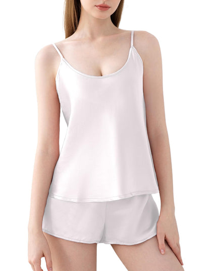 LOEL 100% 22 Momme Mulberry Silk Women's Cami & Shorts Pajama Set XS-XXL